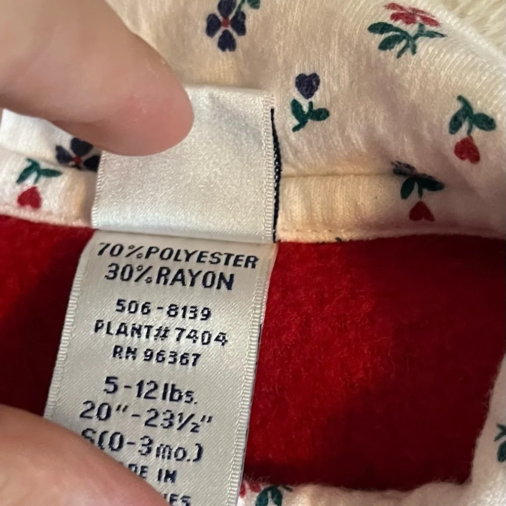 VTG 80s 90s Oshkosh Baby Infant Girls 0/3M Red Terry Cloth Snap Front Winter Top